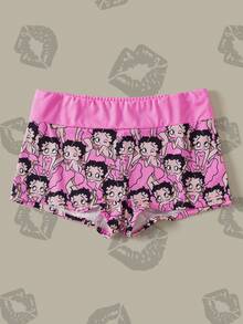Betty Boop x SHEIN Women's Cartoon Print Casual Daily Hipster Panties - Pink - View 3