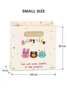 Joivida Cute Cartoon Animal Portable Gift Paper Tote Bags, Lovely Rabbit Bear Cat Print Handheld Packaging Bag With Colorful Confetti Dot, Enjoy Life Letter Print Storage Bag For Birthday Party Favors, Wedding, Graduation, Holiday Gift Wrap - View 10