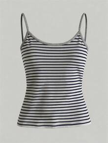 SHEIN 休闲无袖条纹背心，夏季日常穿着 - 灰色 - 查看 3