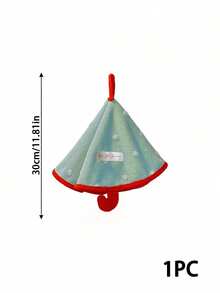 Zazumi 1PC/2PCS Cute Hanging Umbrella Shaped Hand Towel / Thick Plush Coral Fleece White Polka Dot Print Color Contrast Trim Handkerchief, Ultra Water Absorbent Quick Dry Soft Fluffy Wipe Cloth With Built-In Hanging Loop - Multicolor - View 10