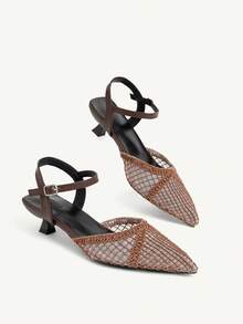 CUCCOO CHICEST Woven Mesh Rear Empty Sandals Women - dark brown - View 4