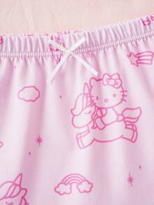 HELLO KITTY AND FRIENDS | SHEIN Young Girl Letter Cartoon Print Contrast Trim Camisole & 4-Corner Panty Set - Pink - View 7