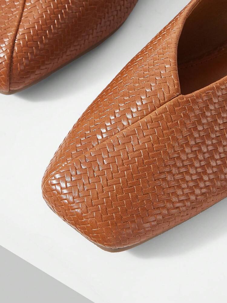 MOTF WOMEN'S VINTAGE SQUARE TOE FLAT BACKLESS CLOSED TOE SANDALS, BROWN VERSATILE COMFORTABLE ELEGANT SHOES - Brown 1 - View 4