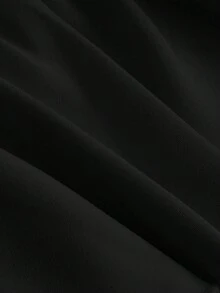 SHEIN MOD 女士奶油杏色夏季黑色高低下摆半身裙、抽绳荷叶边分层裙、派对裙、波西米亚风半身裙、午餐裙 - 黑色 - 查看 6