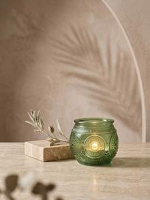 Cirelle 6pcs Embossed Glass Votive Candle Holders, Retro Round Glass Tealight Cup For Votive Candles, Decorative Glass Candle Jar For Dining Table, Spa, Wedding Centerpiece & Holiday Decor - multicolor - View 7