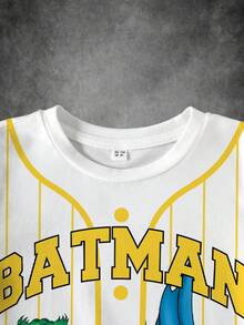 BATMAN X SHEIN 男童短袖全印花T恤 - 白色 - 查看 3