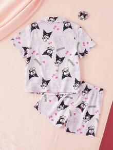 HELLO KITTY AND FRIENDS | SHEIN 女童卡通印花短袖上衣與短褲家居服 - 彩色 - 查看 2