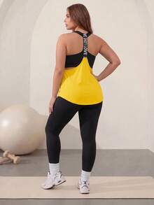 Easithlete Easithlete Women Printed Color Block Sports Set, Athletic Workout Gym Clothes - Yellow - View 3