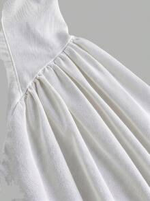 SHEIN MOD Women's Ruched Denim Dress, Fashionable For Dates And Parties - White - View 3