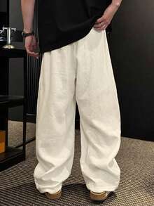 Manfinity Hypemode Plus Size Men's Solid Color Casual Daily Travel Pants With Pockets - Apricot - View 2