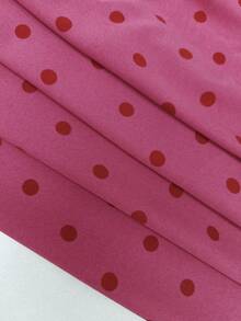 Roveilla 大码优雅简约波点V领短袖连衣裙 - 玫紅色 - 查看 6