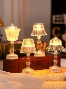 1pc Creative Room Decor Mini Table Lamp, Lotus/Street Lamp Cute Night Light For Bedroom Atmosphere Decor, Desk Atmosphere Decor Led Night Light,Birthday Gift For Friends,Home Decor Mini Table Lamp Light,Christmas Decorative Night Lights - Clear - View 2