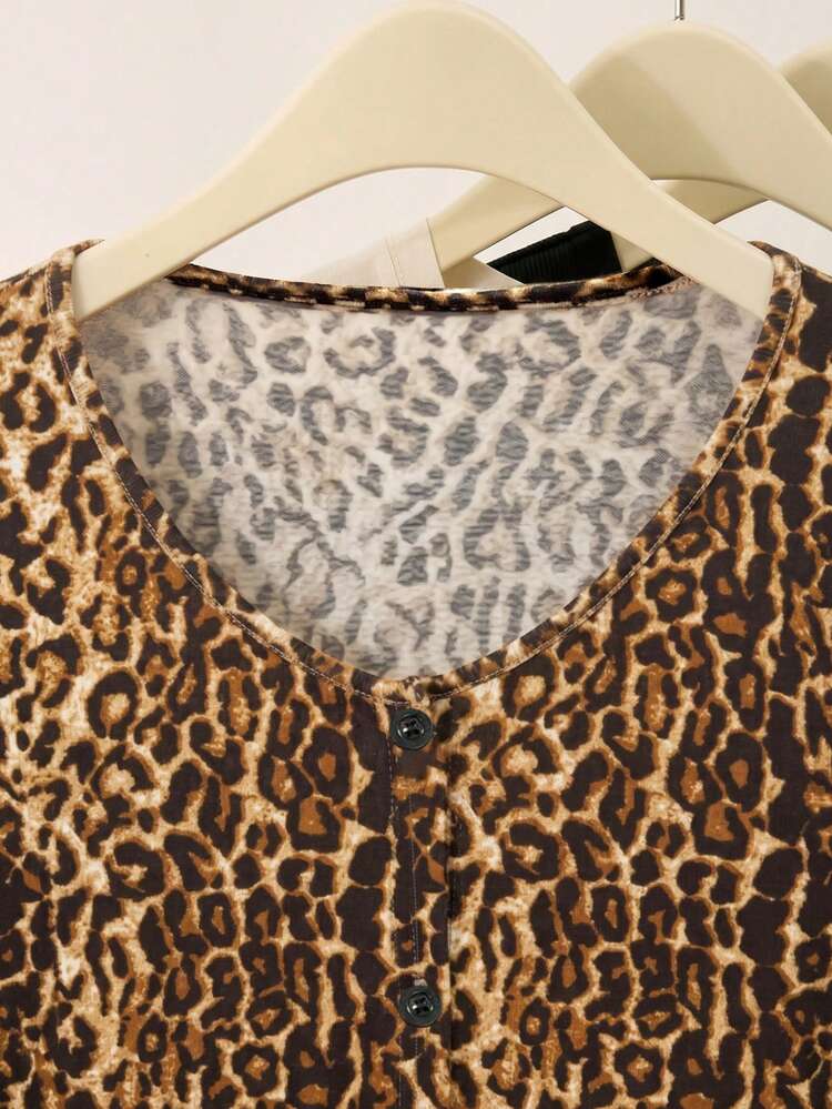 INAWLY Cardigan de manga larga con estampado de leopardo, casual y versátil para uso diario para mujeres - Marrón - Añade 7