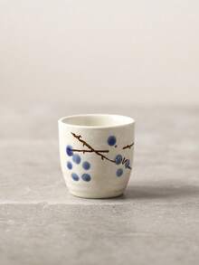 Cirelle 1個日式陶瓷茶杯，手繪花卉瓷杯無把手，傳統清酒杯 - 彩色 - 查看 5