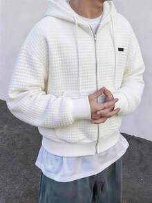 Manfinity Roghcode Roghcode 男士休閒短款紋理層次布料牛仔戶外運動褲 - 白色 - 查看 2