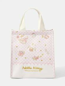 HELLO KITTY AND FRIENDS | SHEIN 粉色格紋印花便當袋，可愛角色印花保溫食物袋 - 卡通-2 - 查看 5