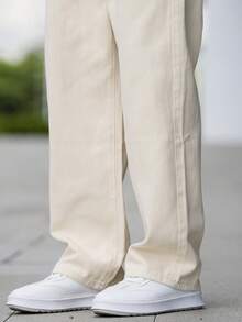 QuarKem Men Slant Pocket Loose Fit Jeans Plain Long Washed Baggy Cargo Light For Husband, Boyfriend Gifts Hang Urban Commute Vacation - Apricot - View 7