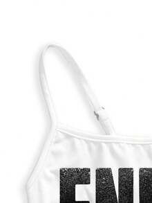 ROMWE Grunge Punk Women's Letter Print Casual Versatile Daily Wear Camisole Tank Top - White - View 3