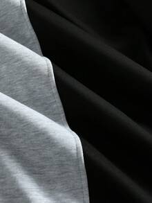 ROMWE MEN Street Life 男士刺繡口袋對比色長袖連帽衫 - 黑色 - 查看 7