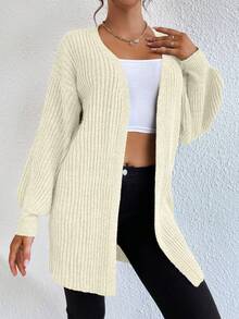 EURMUSE Casual Solid Color Loose Batwing Cardigan - White - View 5