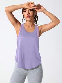 Solea Cove Solea Cove Tank Top Olahraga Kasual Wanita dengan Motif Huruf - Mauve Purple - View 2