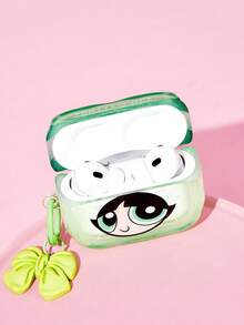 THE POWERPUFF GIRLS X SHEIN 卡通圖案防摔保護藍牙耳機保護套附吊飾，適用於 iPod - 彩色 - 查看 2