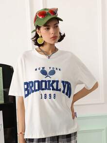 Chillnights Young Fashion Energetic Fun Text Print Minimalist Casual Drop Shoulder Design Loose Fit Women's Pajama Top - White - View 4