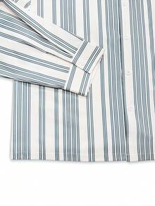Manfinity Dauomo Men's Short Length Long Sleeve Casual Shirt Top - Blue and White - View 7