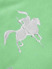STYNVO Men's Letter Print Short Sleeve Casual Polo Shirt - Mint Green - View 4