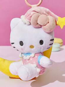 HELLO KITTY AND FRIENDS | POKOJA LAND 1個聯名3D絨毛吊飾，坐於新月形狀，可愛甜美設計，適合女孩，可掛在包包、鑰匙、書包上，生日或週年紀念的可愛禮物 - 白色 - 查看 7