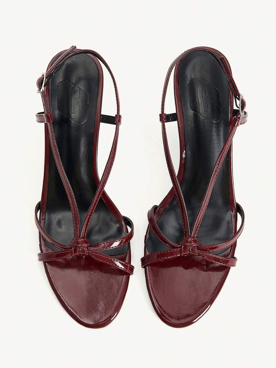 CUCCOO CHICEST New French Burgundy Strappy Sandals Women's, Temperament Knotted Round Toe Slingback High-Heeled Sandals