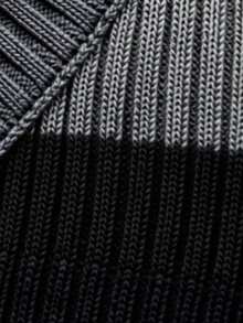 Suéter casual para mujer. Cuello en "V", silueta ajustada, textura lisa con franjas de colores. Tela de poliéster y elastano tipo canalé. Ligero y cómodo. - Negro - Ver 3