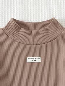 (1 Buah Acak) Atasan Lengan Panjang Rajut Lucu Warna Polos Motif Huruf untuk Bayi Laki-laki Musim Gugur/Dingin dengan Lapisan Termal - Coklat - View 5