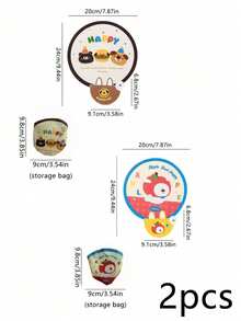 Zazumi 1PC/2PCS Cute Cartoon-Patterned Portable Mini Fan, Foldable And Easy To Store, Perfect For Summer Outdoor Cooling. Mini Pocket Fan. - multicolor - View 11