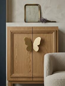 Cirelle 1pc Metal Butterfly Cabinet Knob, Brushed Gold Decorative Drawer Pull, Modern Minimalist Butterfly Handle For Wardrobe & Dresser - Yellow - View 7