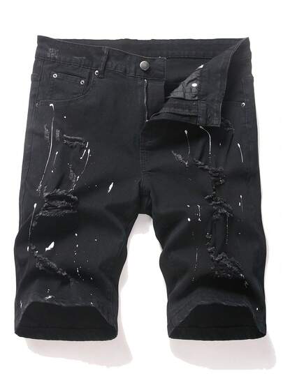 EGENSIO Men's Distressed Skinny Denim Shorts
