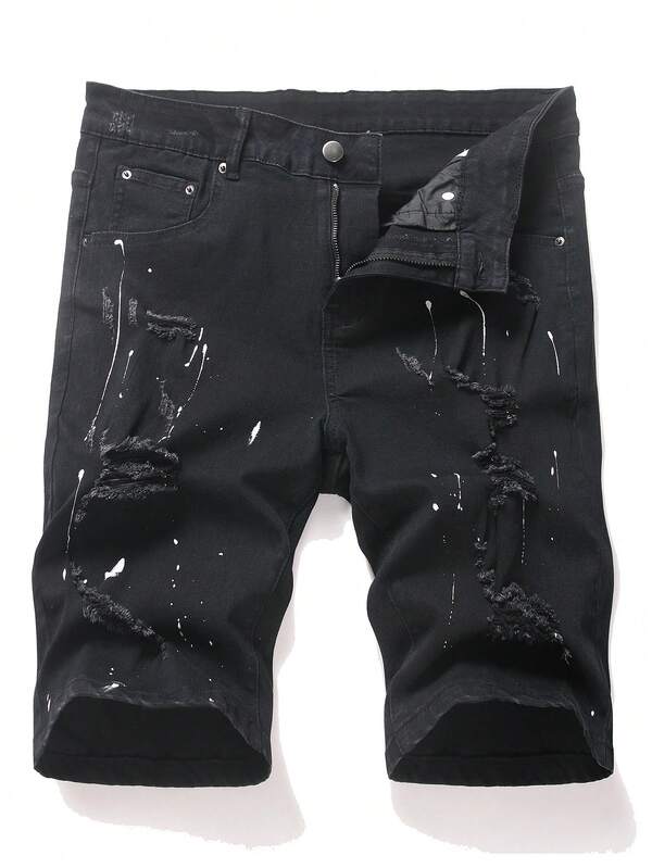 EGENSIO Men's Distressed Skinny Denim Shorts