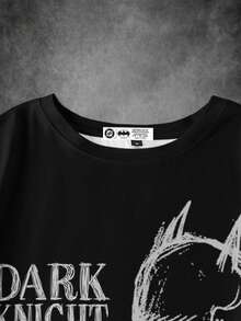 BATMAN X SHEIN 男士休闲字母与人物图案圆领短袖 T 恤，夏季 - 白色 - 查看 3