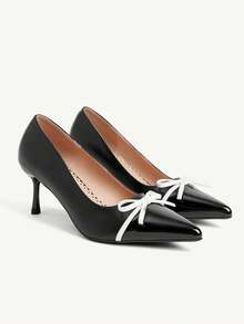 CUCCOO CHICEST 女款尖頭黑色極簡舒適通勤百搭高跟單鞋，時尚性感派對宴會穿搭 - 黑色# - 查看 2