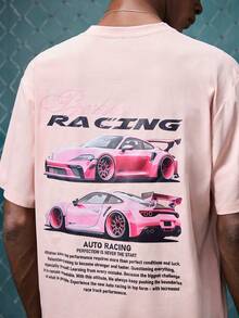 EVRINFINITE Zrgoth Men's Fashionable Versatile Racing Culture Graphic Print Short Sleeve T-Shirt - Pink - View 8