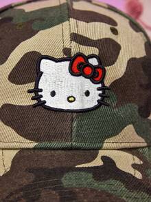 HELLO KITTY AND FRIENDS | Joivida 女士迷彩棒球帽，卡通刺繡設計，街頭風設計，可調節尺寸，輕盈透氣，時尚戶外帽，適合日常穿著、旅行、運動和度假 - 軍綠色 - 查看 7
