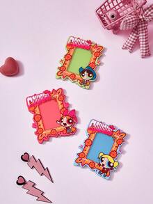 THE POWERPUFF GIRLS X Joivida 1件裝卡通圖案壓克力磁吸相框展示架，適用3英吋迷你照片，直立式設計，紫色與粉色兩款可愛邊框可選，簡約創意，適合派對、生日、節日禮物，不含磁鐵 - 均碼 - 查看 2