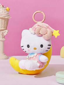 HELLO KITTY AND FRIENDS | POKOJA LAND 1個聯名3D絨毛吊飾，坐於新月形狀，可愛甜美設計，適合女孩，可掛在包包、鑰匙、書包上，生日或週年紀念的可愛禮物 - 白色 - 查看 1