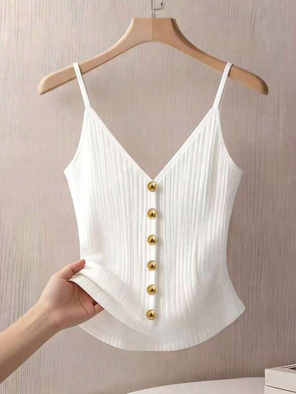 SuriyaCove Áo hai dây tank top thời trang size lớn có khóa kim loại, đa năng cho đi du lịch
