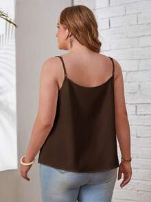 EMERY ROSE Camiseta de tirantes de unicolor versátil y casual de talla grande para uso diario - Marrón - Ver 2
