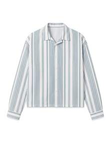 Manfinity Dauomo Men's Short Length Long Sleeve Casual Shirt Top - Blue and White - View 1