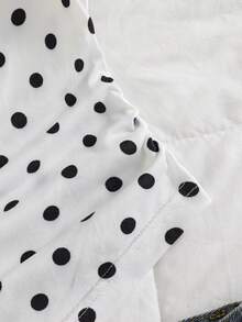 SHEIN Teen Girls Teenage White Black Polka Dot Lace Short Sleeve Personalized Elegant Charm, Summer, Knit, Back To School, Vacation,3 Pack - White - View 8
