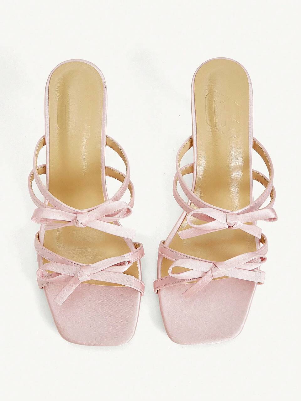 CUCCOO CHICEST French Pink Double Bow Square Toe High Heel Sandals Wear Outside Wear Temperament Shoes Women