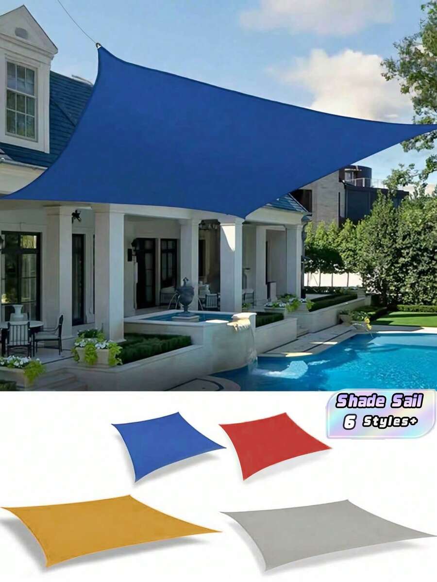 1pc Large Rectangular Waterproof Sun Shade Sail 98% UV Block Outdoor Patio Garden Pool Camping Awning Canopy With Installation Steel Cable Hardware Kit Heavy Duty Tear Resistant Durable Shade Cover For Yard Deck Balcony Carport Party Event Summer - Multicolor - View 1