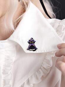 ROMWE Goth 魔法猫珐琅胸针 - 可爱的徽章，可别在背包或衣服上，是送给母亲、父亲、毕业生和老师的理想礼物。 - 黑色 - 查看 11